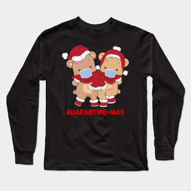 Quarantine-Mas Christmas Bears Christmas Quarantine Cute Bears Wearing Masks Funny Christmas Gift Bear Couple Christmas Couple Long Sleeve T-Shirt by nathalieaynie